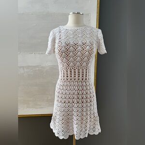 Michael Kors White Crochet Illusion Dress